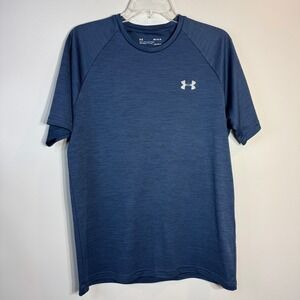 Under Armour HeatGear T-Shirt Mens Med Navy Blue Loose Fit Size Medium